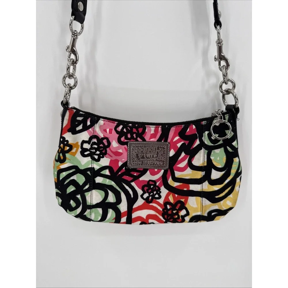 Coach Poppy Graffiti Blossom Crossbody Handbag Size Small Y2K Colorful - Picture 5 of 15